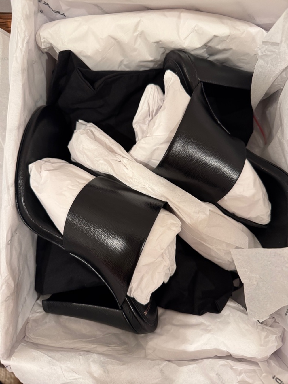 New Black Suede Studio Black High Heel Thong Sandals - Sleek Chunky Heel - Picture 5 of 7